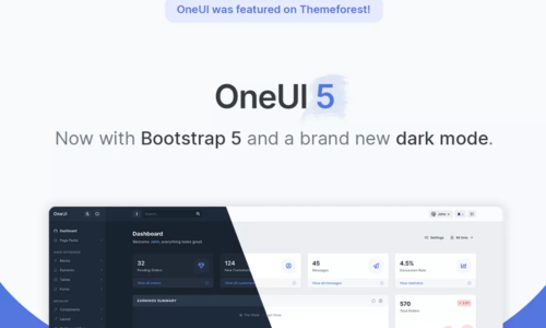 OneUI v5.2 – Bootstrap5 HTML 后台管理仪表板模板 UI 框架